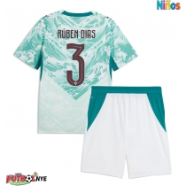 Camiseta Portugal Ruben Dias #3 Visitante Equipación para niños Mundial 2026 manga corta (+ pantalones cortos)